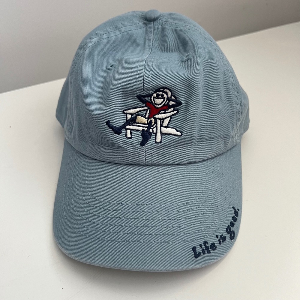 Life is Good Mens Blue Jake Adirondack Chair Embroidered Baseball Hat Cap